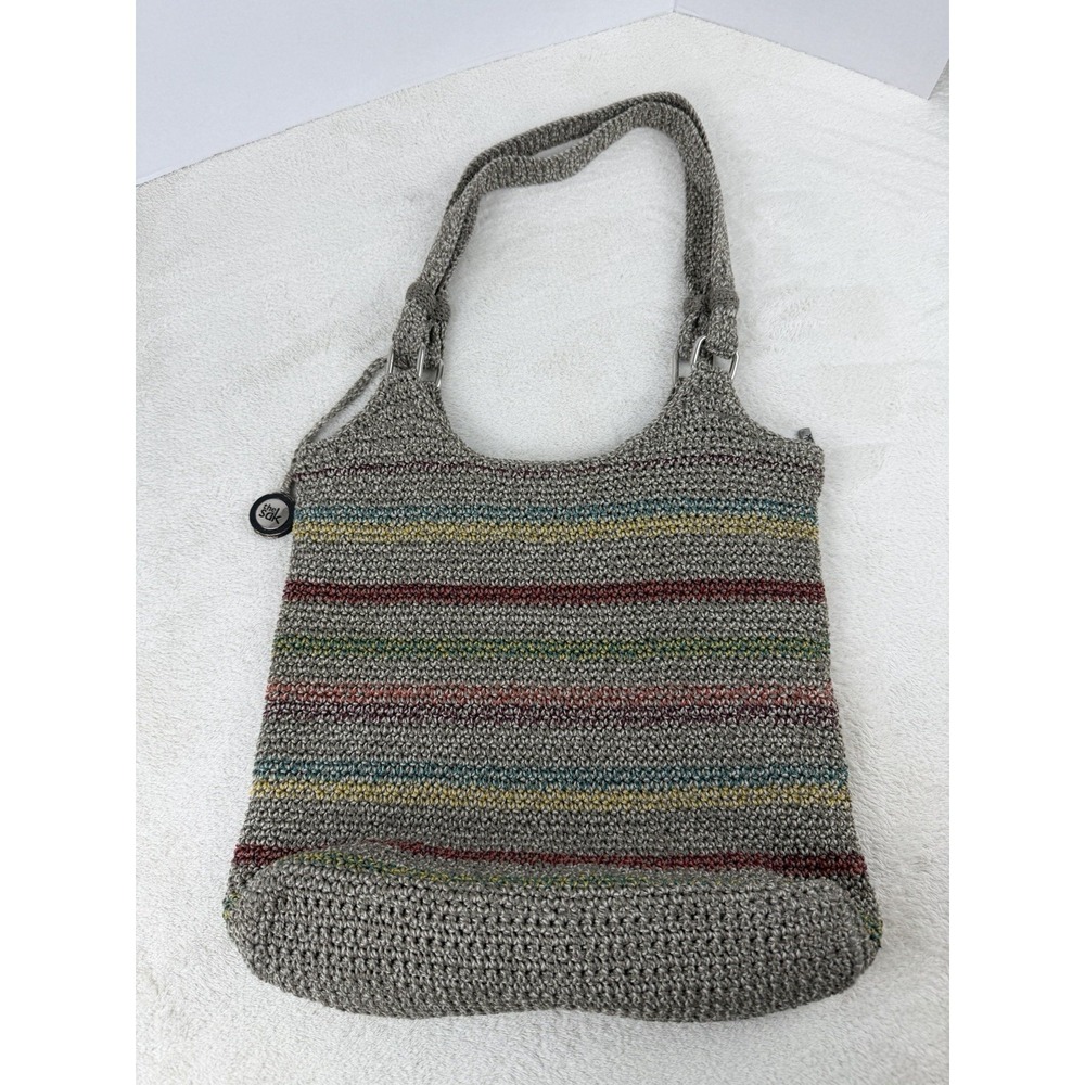 The Sak Belle Crochet Voyager Striped Multicolor Shoulder‎ Handbag Bohemian